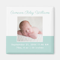 Elegant Baby Photo Mint Grönt Birth Notice