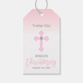 Elegant Baby Rosa Kor TACK Christening Girl Presentetikett