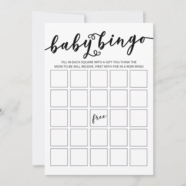 Elegant Baby Shower Bingo Inbjudningar (Framsida)