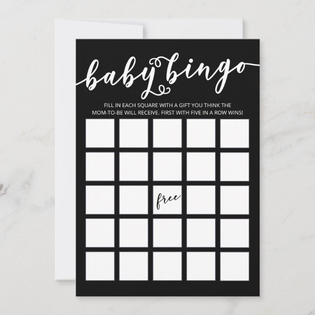 Elegant Baby Shower Bingo Inbjudningar (Framsida)