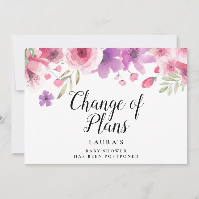 Elegant Baby Shower Blommig ändring av planer Inbjudningar (Framsida)