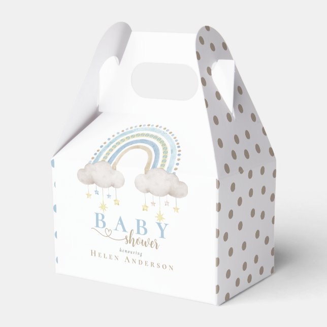 Elegant Baby Shower Blue Whimsical Rainbow Boho Presentaskar (Framsidan Sidan)