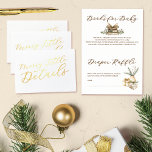 Elegant Baby Shower Bokar och Diaper Raffle Guld Folierat Kort<br><div class="desc">Förbättra dina inbjudningar till babyduschen med våra charmerande mini-vikbara kort. Dessa mini-kort innehåller frasen "Merry Little Details" i den lyxiga guld-folien på framsidan, vilket ger en fin beröring. Inuti hittar du plats för både en blöjraffel och ett "Bokar för Baby"-kort, vilket uppmuntrar gästerna att ta med sig ett bok i...</div>