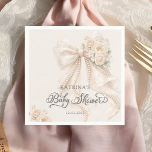 Elegant Baby Shower för Flickor med Slöja och Blom Pappersservett