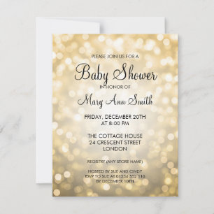 Elegant Baby Shower Guld Glitter Ljus Inbjudningar