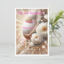 Elegant Baby Shower Inbjudan Blommig Design
