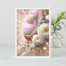 Elegant Baby Shower Inbjudan Blommig Design