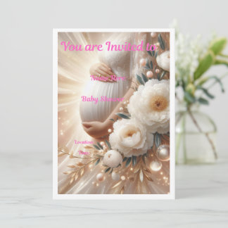 Elegant Baby Shower Inbjudan Blommig Design