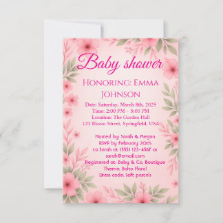 Elegant Baby Shower Invitation for Girls Spara Datumet