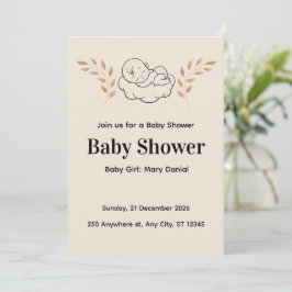 Elegant Baby Shower Invitation Modern Boho style Inbjudningar