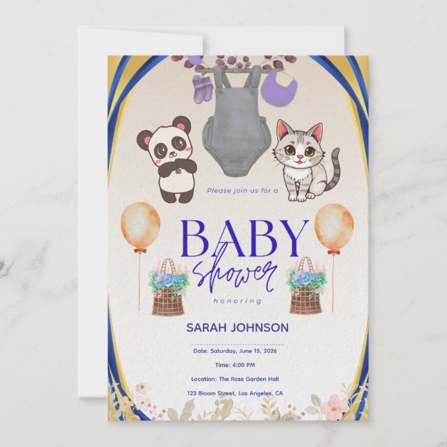 Elegant Baby Shower Invitation | Modern Minimalist Inbjudningar (Framsida)