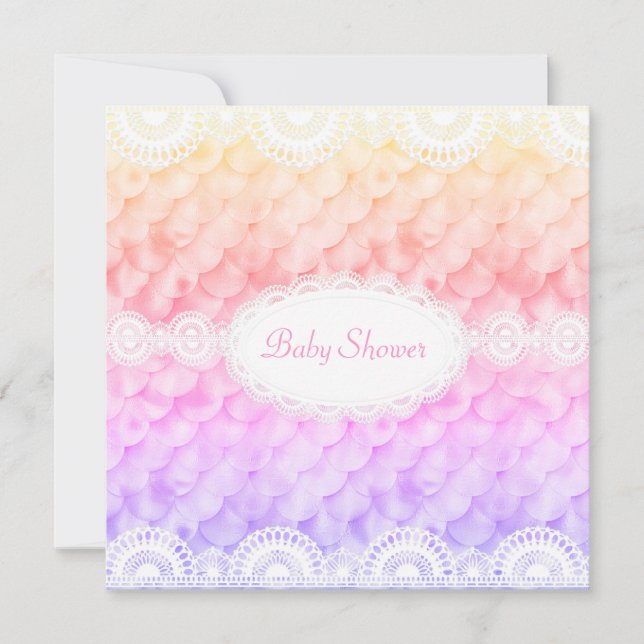 ELEGANT BABY SHOWER INVITATION Rinbow SJÖJUNGFRU N Inbjudningar (Framsida)