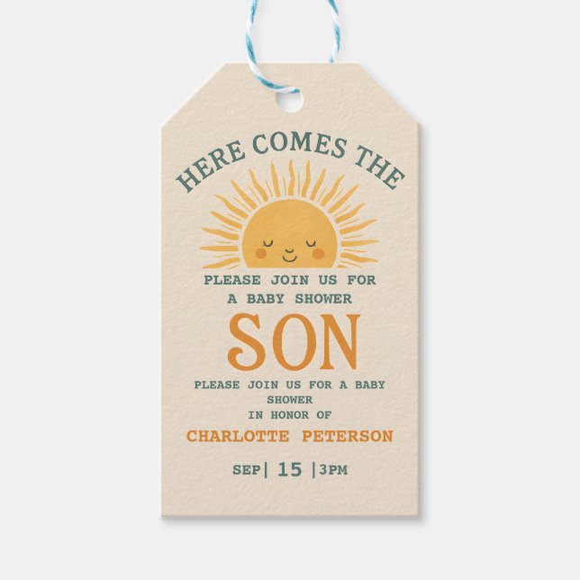 Elegant Baby Shower Invitation with Family Name  Presentetikett (Framsidan)