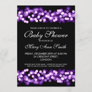 Elegant Baby Shower Lila Hollywood Glam Inbjudningar