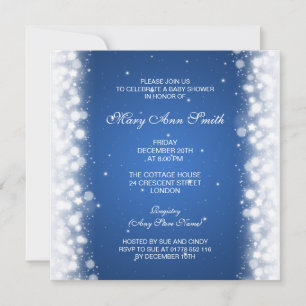 Elegant Baby Shower Magic Gnistra Blue Inbjudningar