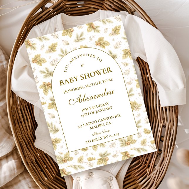 Elegant baby shower med skogslöv inbjudningar (Skapare uppladdad)