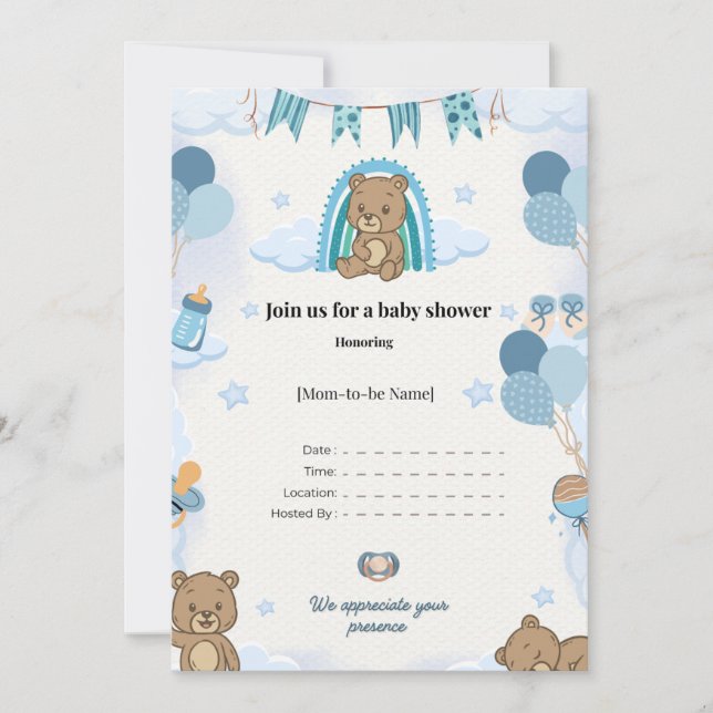 Elegant baby shower platt annons kort  (Framsida)