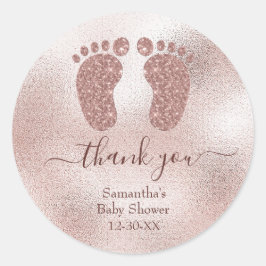 Elegant Baby Shower  Rosa Baby Feet Tack Runt Klistermärke