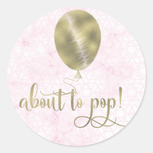 Elegant Baby Shower Rosa Marmor Nästan Dags Runt Klistermärke