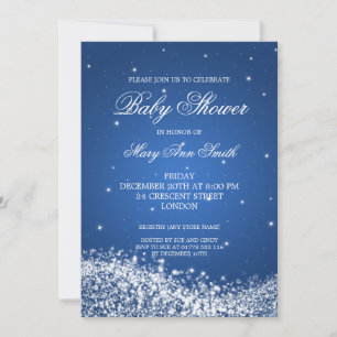 Elegant Baby Shower Sparkling Wave Blue Inbjudningar