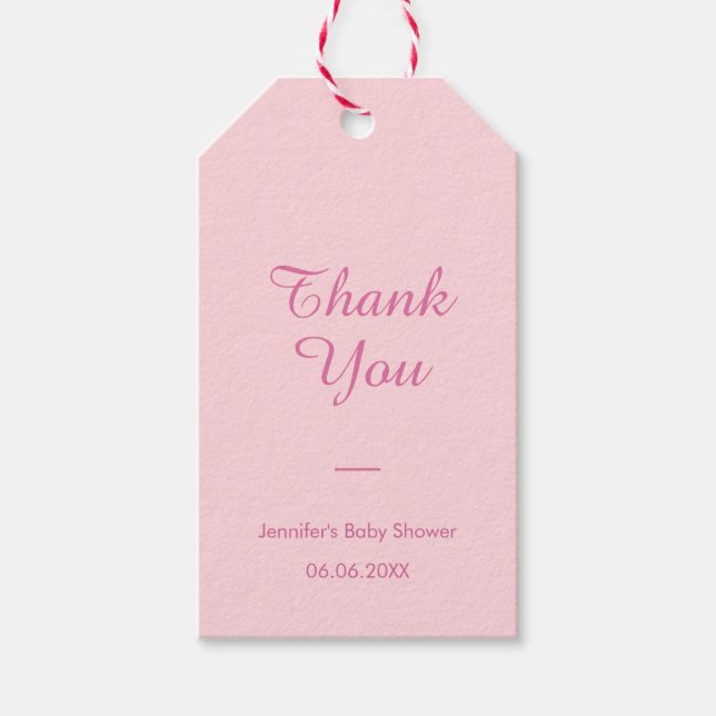 Elegant Baby Shower Tack  Rosa Modern Presentetikett (Framsidan)