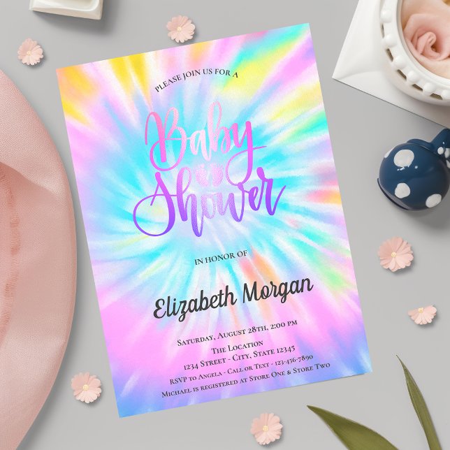 Elegant  Baby Shower Tie Dye Inbjudningar (Skapare uppladdad)