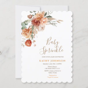 Elegant Baby Sprinkle Terracota Blommigt Baby Show Inbjudningar
