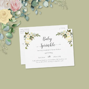 Elegant Baby Sprinkle Vit ros vykort