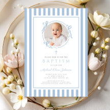 Elegant babyblå båge foto pojke dop