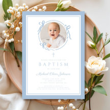 Elegant babyblå båge pojke foto dop