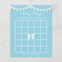 Elegant babyblå pojke baby shower babybingospel