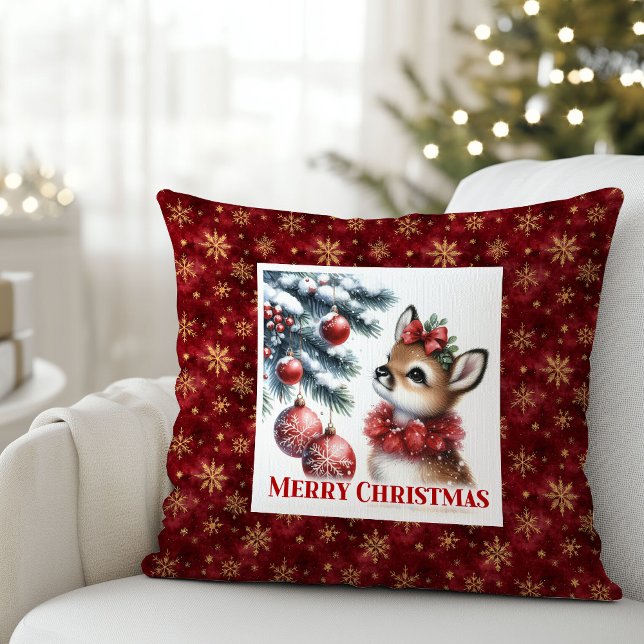 Elegant Babydjur Mysig Vinter Barnkammar Dekoratio Kudde (Elegant Baby Deer Cozy Winter Kids Room Decor Christmas Pillow

)