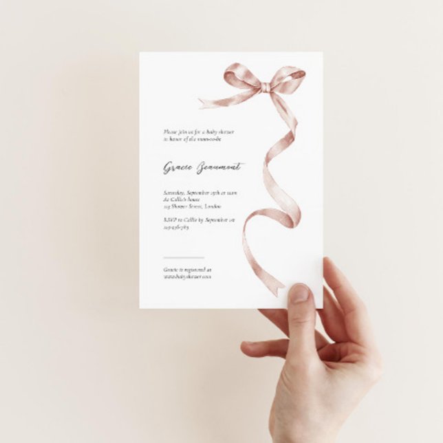 Elegant-babyduschinbjudan med rosa-menyfliksområde inbjudningar (Skapare uppladdad)