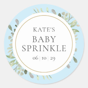 Elegant Babypojke Sprinkle Vattenfärg Grönska Runt Klistermärke