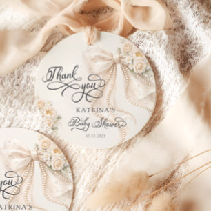 Elegant Babyshower Tacksamhetspresent med blomster Gåvor Etiketter