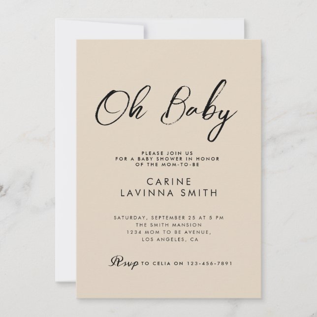 Elegant babyshowerscript modern inbjudan (Framsida)