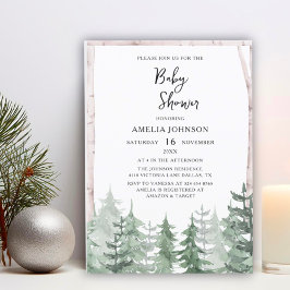 Elegant Babyskiss Vattenfärg Gräs-Träd Winter Inbjudningar