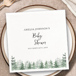 Elegant Babyskiss Vattenfärg Gräs-träd Winter Pappersservett