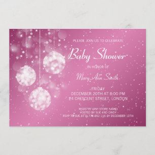 Elegant Babyskor Festive Baubles Rosa Inbjudningar