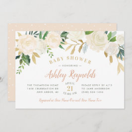 Elegant  babyskor för Guld och Grönt Blommigt för  Inbjudningar