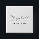 Elegant Bachelore Bridesmaid Womens Square Knapp<br><div class="desc">Typografi Text Namn Elegant Modern mall Womens Bridesmaid Bröllop Bachelorette Gifts Square Button.</div>