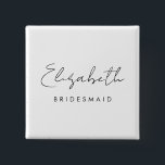 Elegant Bachelore Bridesmaid Womens Square Knapp<br><div class="desc">Typografi Text Namn Elegant Modern mall Womens Bridesmaid Bröllop Bachelorette Gifts Square Button.</div>