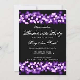 Elegant Bachelorette Party Hollywood Glam Lila Inbjudningar