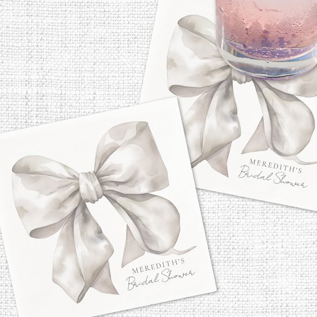 Elegant Båg Bröllopsdusch Pappersservett (Elegant Bow Bridal Shower Napkins)