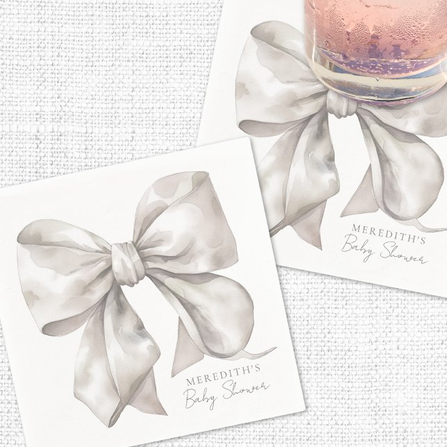 Elegant Båge Bebis Shower Pappersservett (Elegant Bow Baby Shower Napkins)