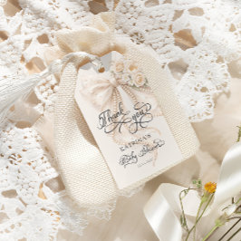 Elegant Båge Bebis Shower Tack Presentetikett