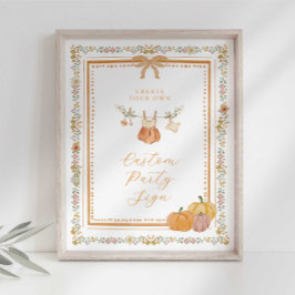 Elegant båge Fall in Love Baby Shower Anpassad sky Poster