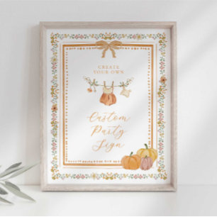 Elegant båge Fall in Love Baby Shower Anpassad sky Poster