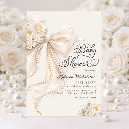 Elegant båge floral boho flicka baby shower  inbjudningar