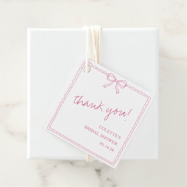 Elegant båge Handritad Bröllopsdusch Tack Gåvor Etiketter (På plats)